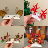 Merry Christmas 4 PCS Hairpin Christmas Pine Cones and Antlers Headband Christmas Decoration