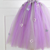 2 PCS Long Petal Sling Girls Dress Halloween Cospaly Carnival Party Princess Fancy Tutu Dress With Headband