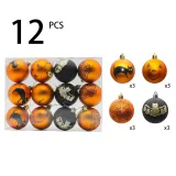 Happy 12 Pieces 6cm Halloween Spider and Pumpkin Printed Matte Hanging Ornaments Balls Halloween Decoration