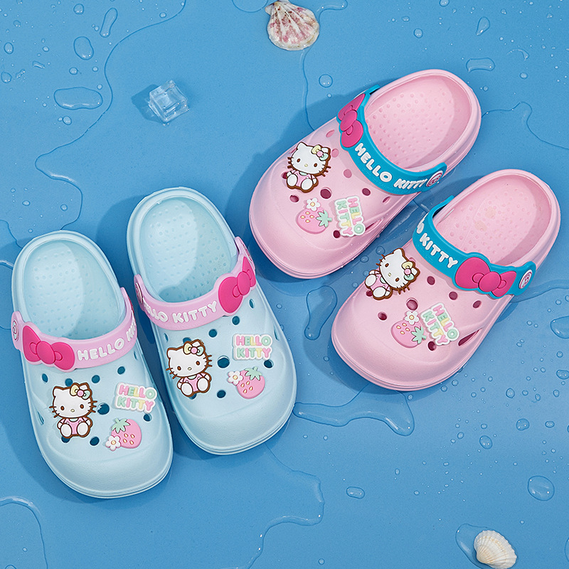 Toddler Kids Flat Beach Cartoon Cute Strawberry Cat Summer Slipper Sandals