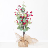 Christmas Handwork Artificial Holly Berries Potted Plants Home Decoration Christmas Ornament