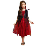 Vampire Princess Full-Length Straight Tutu Dress Set Costume Halloween Cospaly Carnival Party Girls Dress