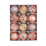 Merry Christmas 12 Pieces 6cm Flower Painted Matte Christmas Tree Ornaments Hanging Balls Decoration