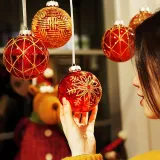 Merry Christmas 9 Pieces Flower Painted Christmas Tree Ornaments Hanging Balls Decoration