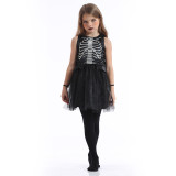 Skull Print Black Cool Special Dress Costume Halloween Cospaly Carnival Party Toddler Girls Tutu Dress