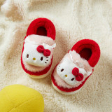 Toddler Kids Cut Pink Cat Cotton Winter Slipper Thicker Sole Warm Home Shoes