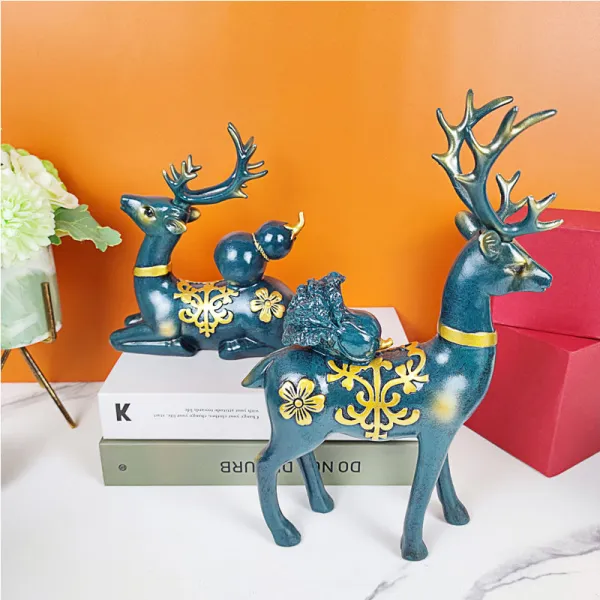 Home Ornament 2 Pieces Elk Desktop Craft Ornament Figure Statue