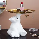 Home Polar Bear Tray Ornament Desktop Craft Ornament Figure Statue