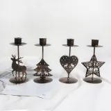 Christmas Metal Reindeer and Xmas Tree Candlestick Christmas Home Ornament Decoration