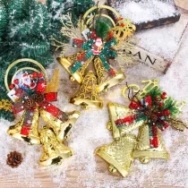 Merry Christmas 3 Pieces Golden Jingle Bell Christmas Ornament Decoration