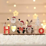 Merry Christmas Handmade LED Light Up Wooden Plate House Christmas Home Ornament Decoration