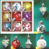 Merry Christmas 3 Pieces 8cm Transparent Streamer Christmas Tree Ornaments Hanging Balls Decoration