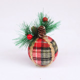 Merry Christmas 6 Pieces 6cm Plaid Christmas Tree Ornaments Hanging Balls Decoration
