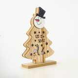Christmas Pained Santa Claus and Snowman Head Plate Wooden Christmas Ornament Decoration