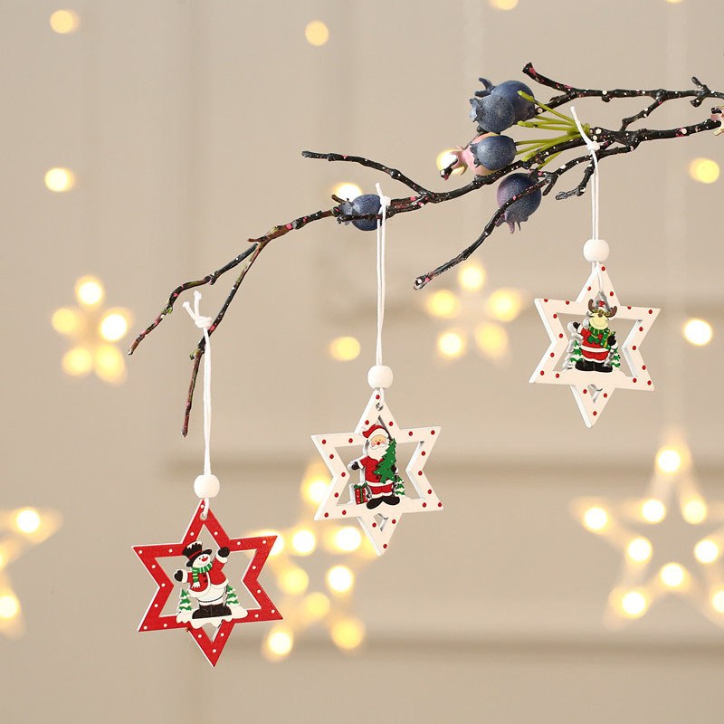 Christmas 9 Pieces Stars Santa and Snwman Christmas Ornament Decoration