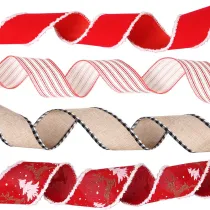 Merry Christmas Stripd Linen Ribbon Christmas Party Decoration
