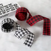 Merry Christmas 5m Linen Plaid Streamer Ribbon Christmas Party Decoration