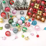 Merry Christmas 42 Pieces Christmas Tree Ornaments Hanging Painted Balls Decoration