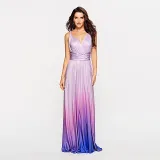 Women Sling Sleeveless V-Neck Gradient Swing Dress Backless Maxi Dress