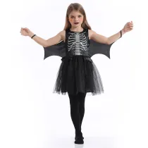 Skull Print Black Cool Special Dress Costume Halloween Cospaly Carnival Party Toddler Girls Tutu Dress