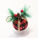 Merry Christmas 6 Pieces 6cm Plaid Christmas Tree Ornaments Hanging Balls Decoration
