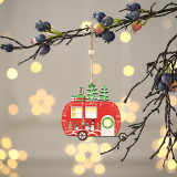 Christmas 4 Pieces Santa Claus and Christmas Bus Ornament Decoration