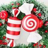 Merry Christmas 16CM PVC Painted Candy Christmas Tree Ornament Decoration