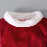 Christmas Red And Green Vintage Long Sleeve Flare Bottom Velvet Santa Costume Cosplay Set
