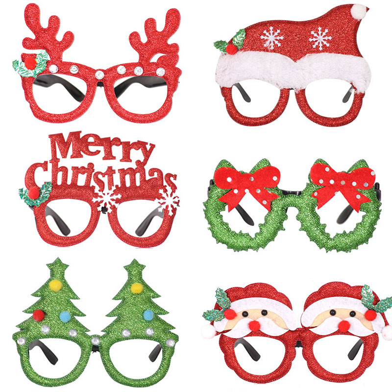 Merry Christmas Xmas Tree and Santa Christmas Decoration Glasses Frame