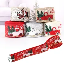 Merry Christmas Car Painted Silk Ribbon Christmas Tree Christmas Party Decoration