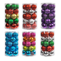 Merry Christmas 25 Pieces 6cm Matte Colorful Christmas Tree Ornaments Hanging Balls Decoration