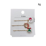 Merry Christmas 3 Pieces Jingle Bell and Wreath Hairpin Christmas Gift Decoration