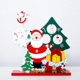 Christmas Santa and Snowman Music Box Wooden Plate Christmas Ornament Decor