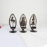 Christmas Artificial Crafts Jingle Bell and Reindeer Candlestick Christmas Home Ornament Decoration