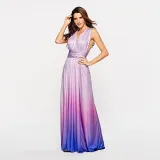 Women Sling Sleeveless V-Neck Gradient Swing Dress Backless Maxi Dress