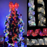 Merry Christmas 10m LED Light Up Christmas Tree Mesh Ribbon Christmas Party Decoration