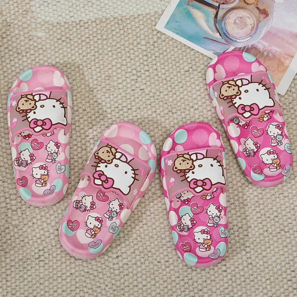 Toddler Kids Flat Beach Cartoon Cute Heart Cat Dots Non-slip Home Summer Slipper