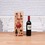 Merry Christmas Painted and Kraft Cowhide Bag For Wine Gift Bag