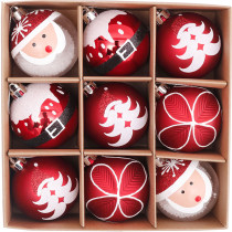 Merry Christmas 9 Pieces 6cm Santa Claus Christmas Ornaments Balls Decoration