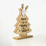 Christmas Pained Santa Claus and Snowman Head Plate Wooden Christmas Ornament Decoration