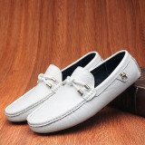 Men Low Cut Pointed Toe One Pedal Microfiber Formal Flat Shoes