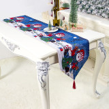 Christmas Wreath and Flower Woven Dining Table Runner Christmas Home Decor