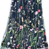 Women Deep V Black Mesh Embroidery Formal Dress Backless Sleeveless Maxi Dress