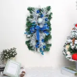 Christmas Door Wreath Decoration with Ribbon Bowknot and Xmas Balls Christmas Home Decoration