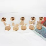 Christmas Metal Santa Claus and Bowknot Candlestick Christmas Home Ornament Decoration