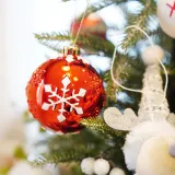 Merry Christmas 16 Pieces 8cm Snowflake and HOHO Painted Christmas Tree Ornaments Hanging Balls Decoration