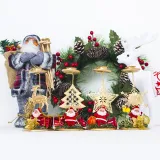 Christmas Santa Claus Reindeer Candlestick Christmas Home Ornament Decoration