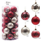 Merry Christmas 30 Pieces 6cm Red and Green Painted Christmas Tree Ornaments Hanging Balls Decoration
