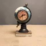 Home Globe Clock Ornament Desktop Craft Ornament Resin Figure Statue