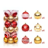 Merry Christmas 24 Pieces 6cm Painted Snowflake Christmas Tree Ornaments Hanging Balls Decoration